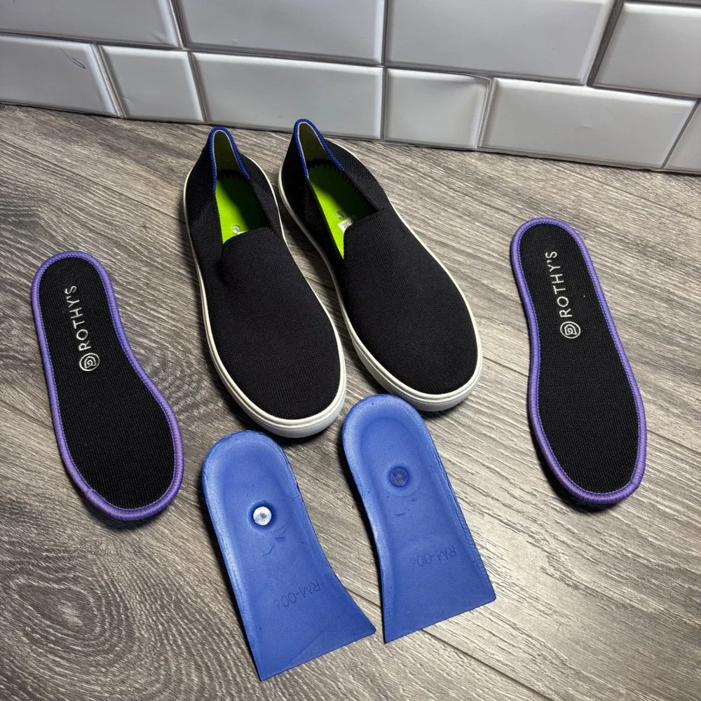 Rothy's‎ The Original Slip On Black Knit Sneakers Women's Size 5.5